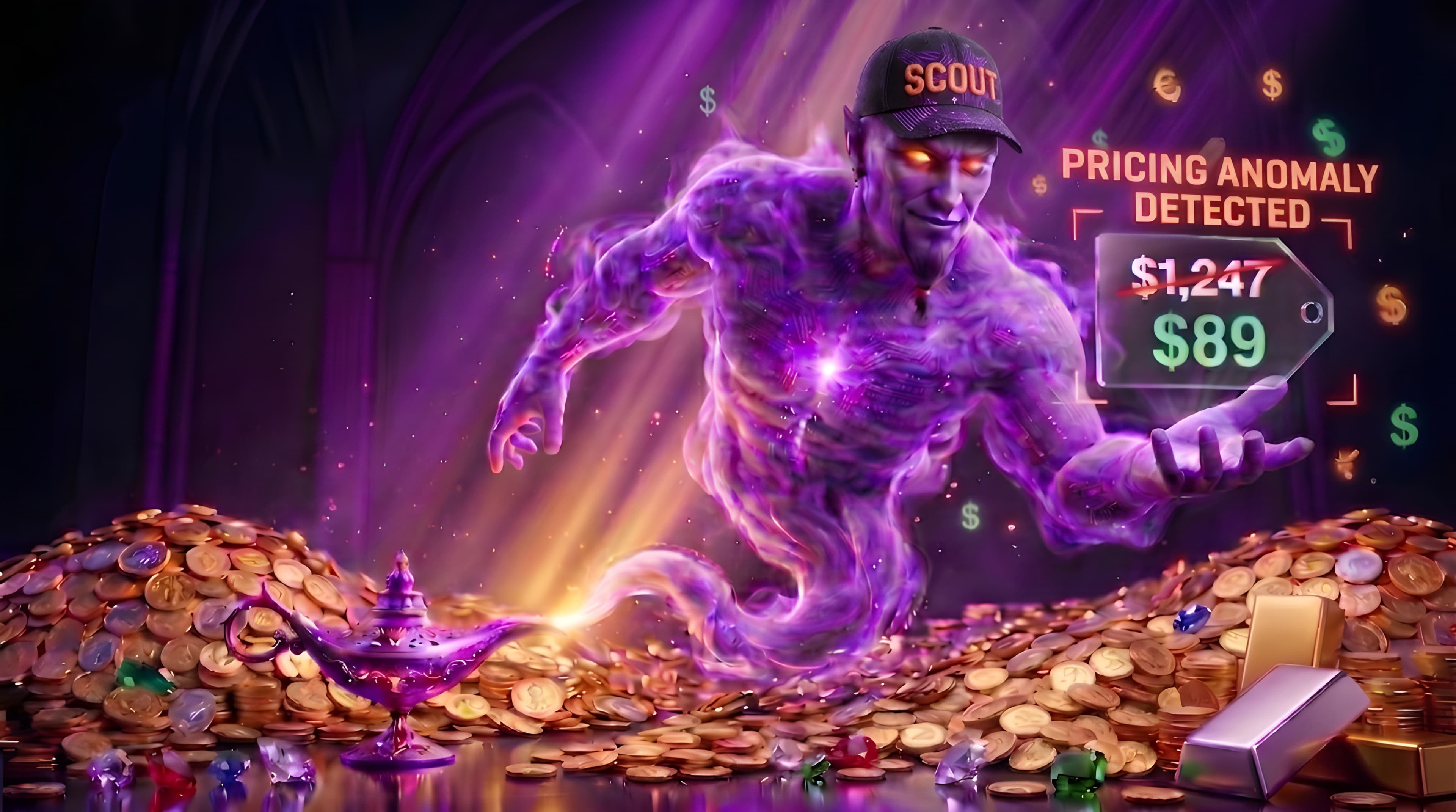 The TreasureScout genie surfacing an underpriced listing